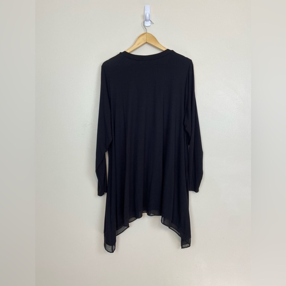 LOGO Lori Goldstein Black Button-Front Tunic Top 2X Asymmetrical Hem Pockets - Picture 5 of 5